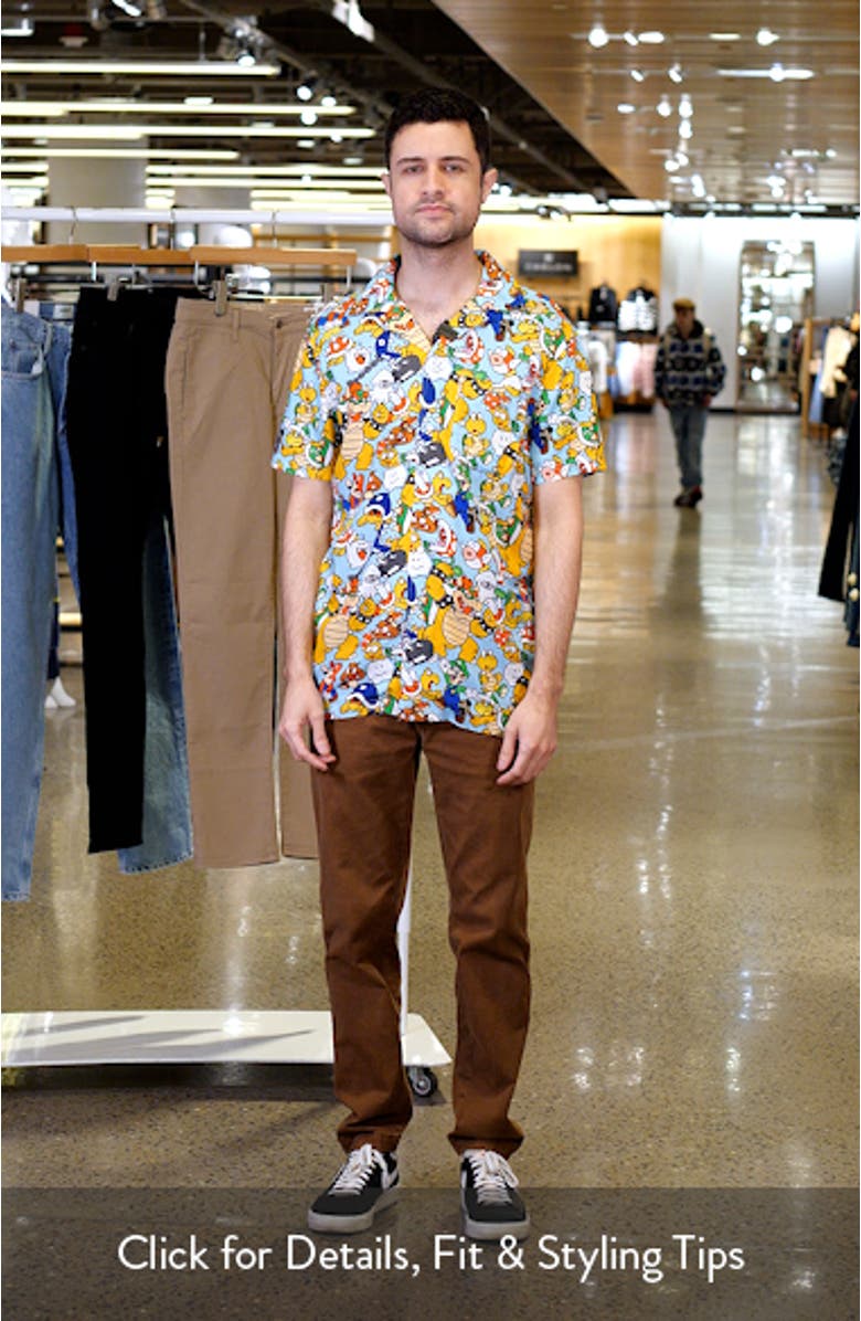 Relaxed Fit Bowser's Kindom Print Camp Shirt, sales video thumbnail