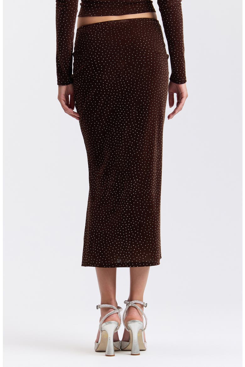 Crystal Embellished Velvet Midi Skirt, Alternate, color, BROWN