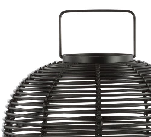 Jonathan Y Kandella 26.7" Outdoor Woven Oval Asian Led Lantern In Black