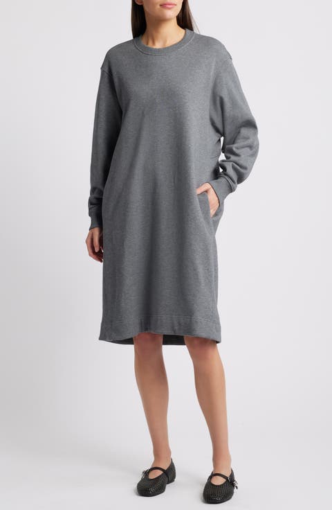 Oversized Long Sleeve Sweatshirt Midi Dress