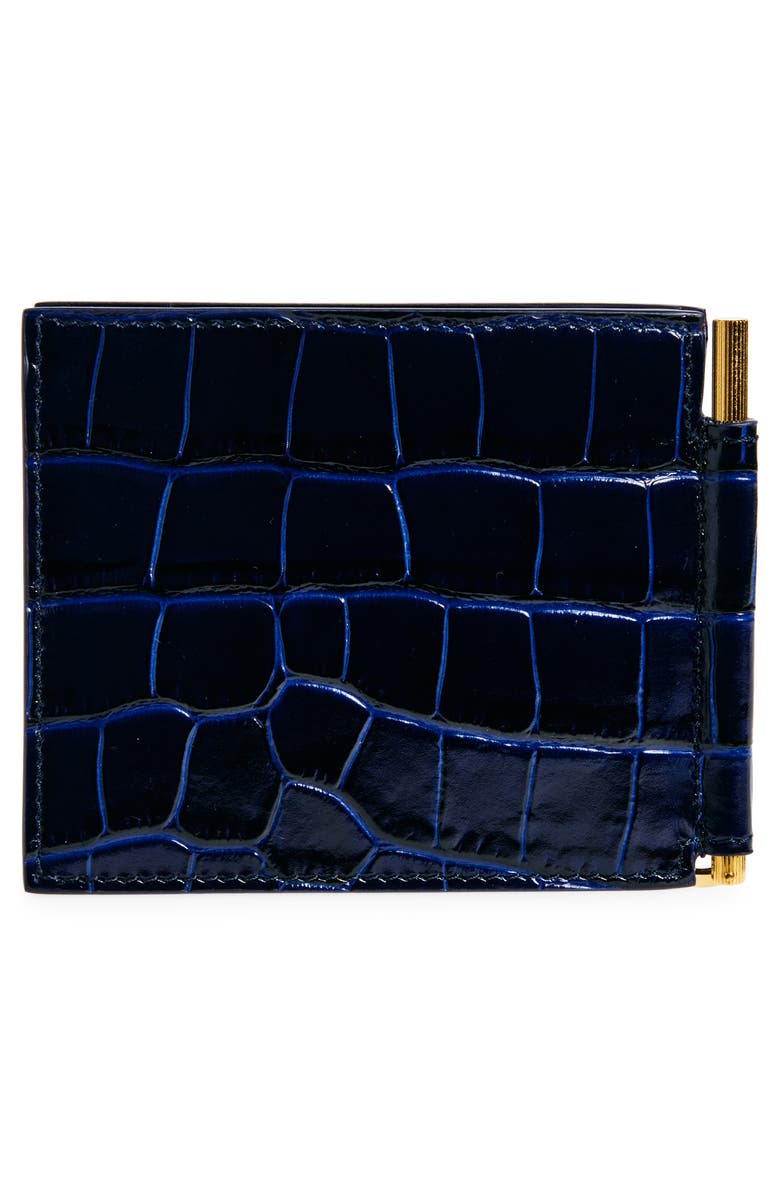 TOM FORD T-Line Croc Embossed Leather Money Clip Wallet, Alternate, color, 