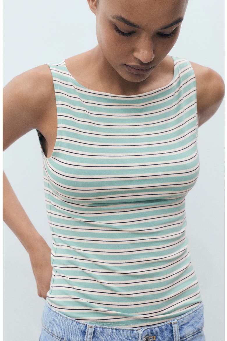 Stripe Boat Neck Tank Top, Alternate, color, GREEN