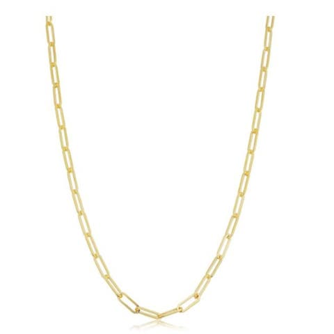 14k Solid Gold Filled 2.5 millimeter Paper Clip Capsule Link Chain Necklace for Women