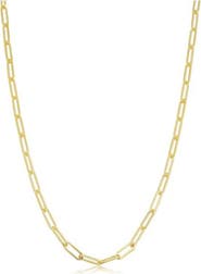 Bliss Diamond 14k Solid Gold Filled 2.5 millimeter Paper Clip Capsule Link Chain Necklace for Women