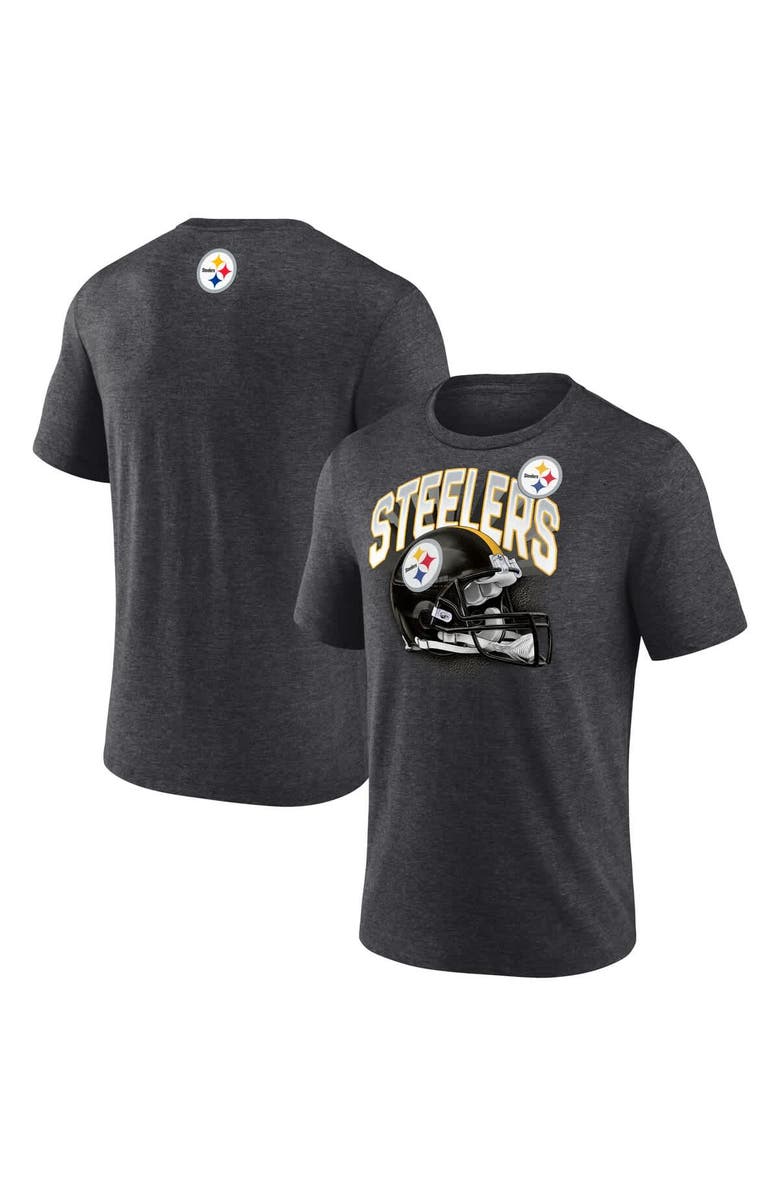 FANATICS Men's Fanatics  Heather Charcoal Pittsburgh Steelers Tri-Blend Helmet End Around T-Shirt, Main, color, 