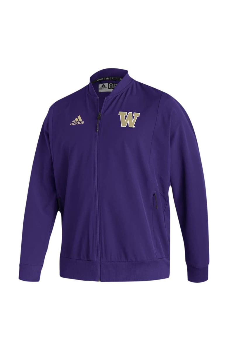 adidas Men's adidas Purple Washington Huskies 2021 Sideline Woven Primegreen Full-Zip Bomber Jacket, Alternate, color, 