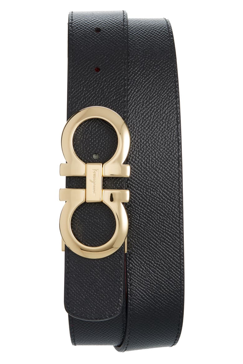 Salvatore Ferragamo Reversible Leather Belt, Alternate, color, RED / BLACK