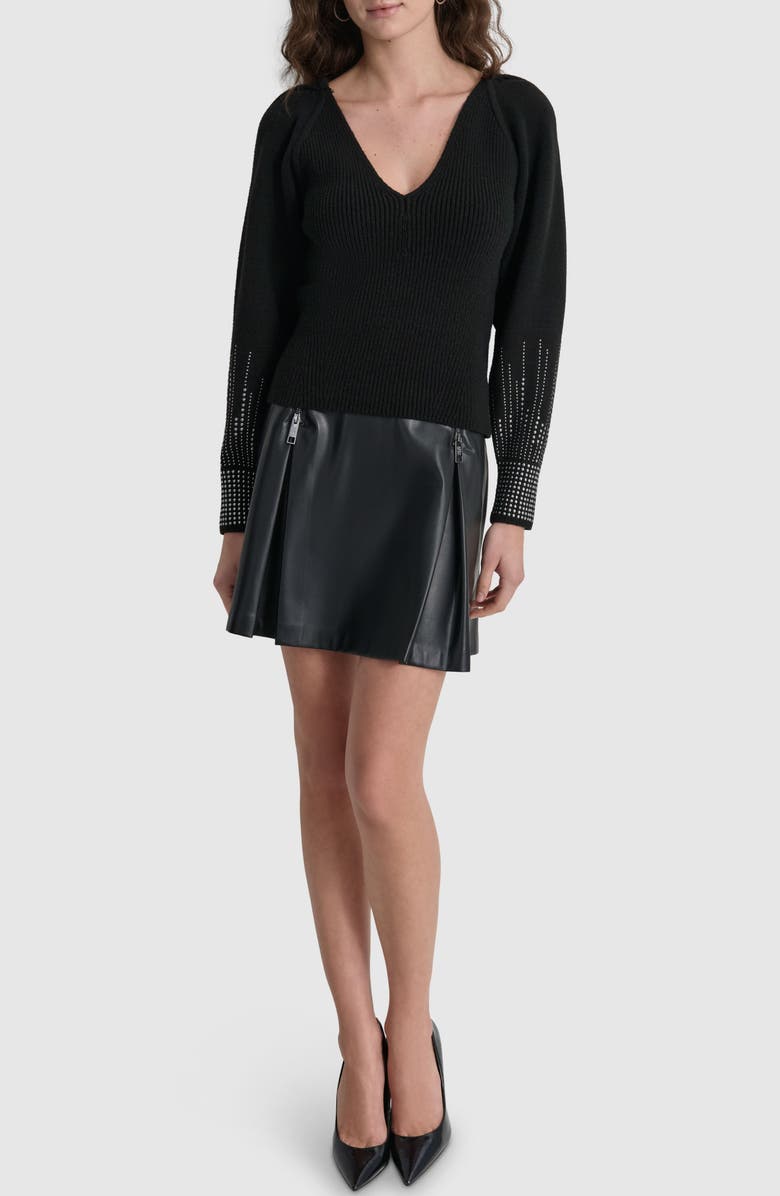 DKNY Studded Rib Sweater, Alternate, color,