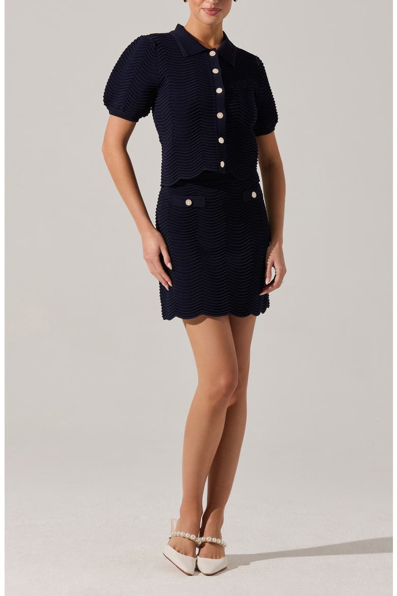 Perrine Pointelle Sweater Skirt, Alternate, color, NAVY