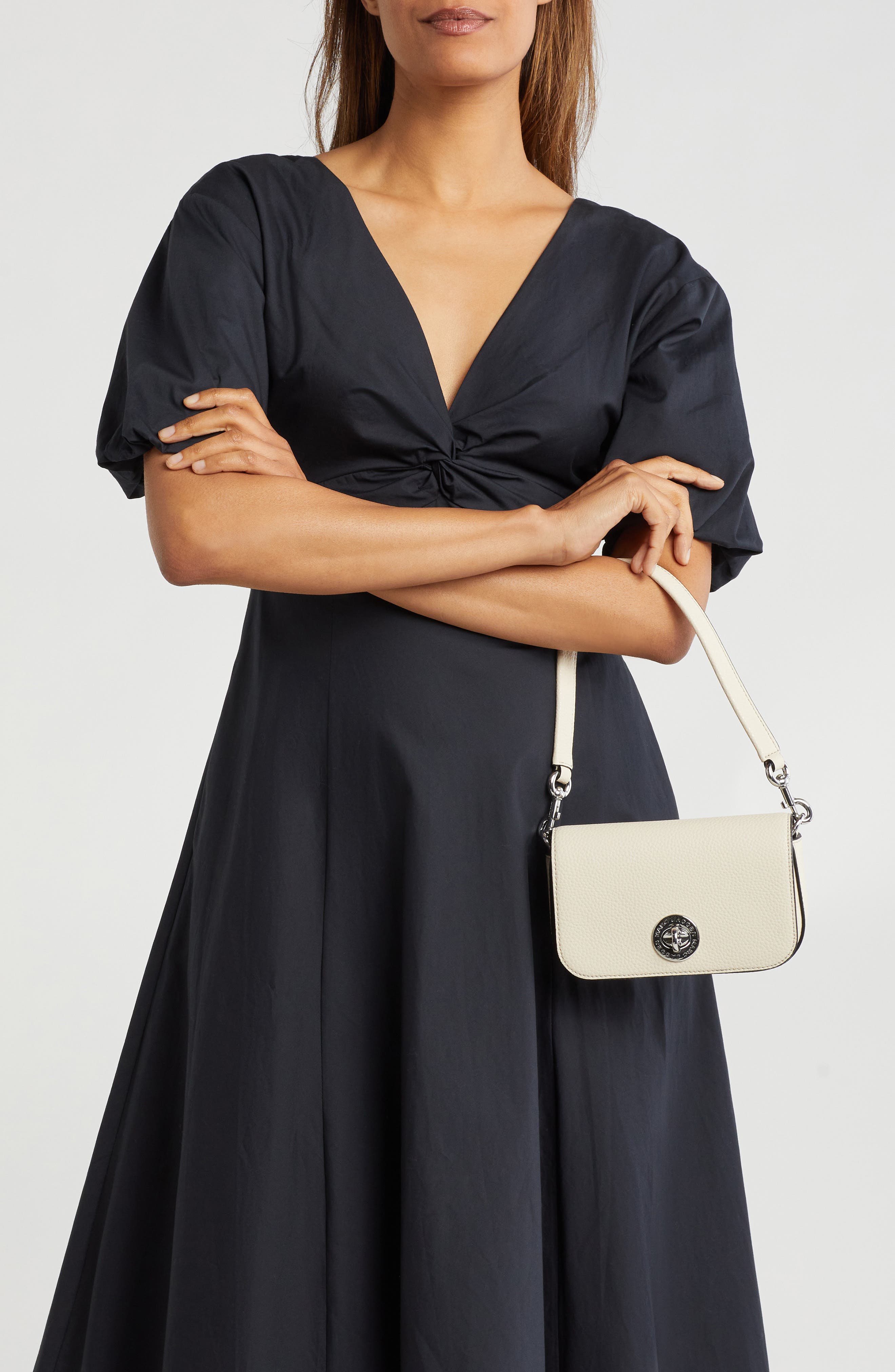 Marc Jacobs Small Signet Turnlock Shoulder Bag, Alternate, color, Marshmallow