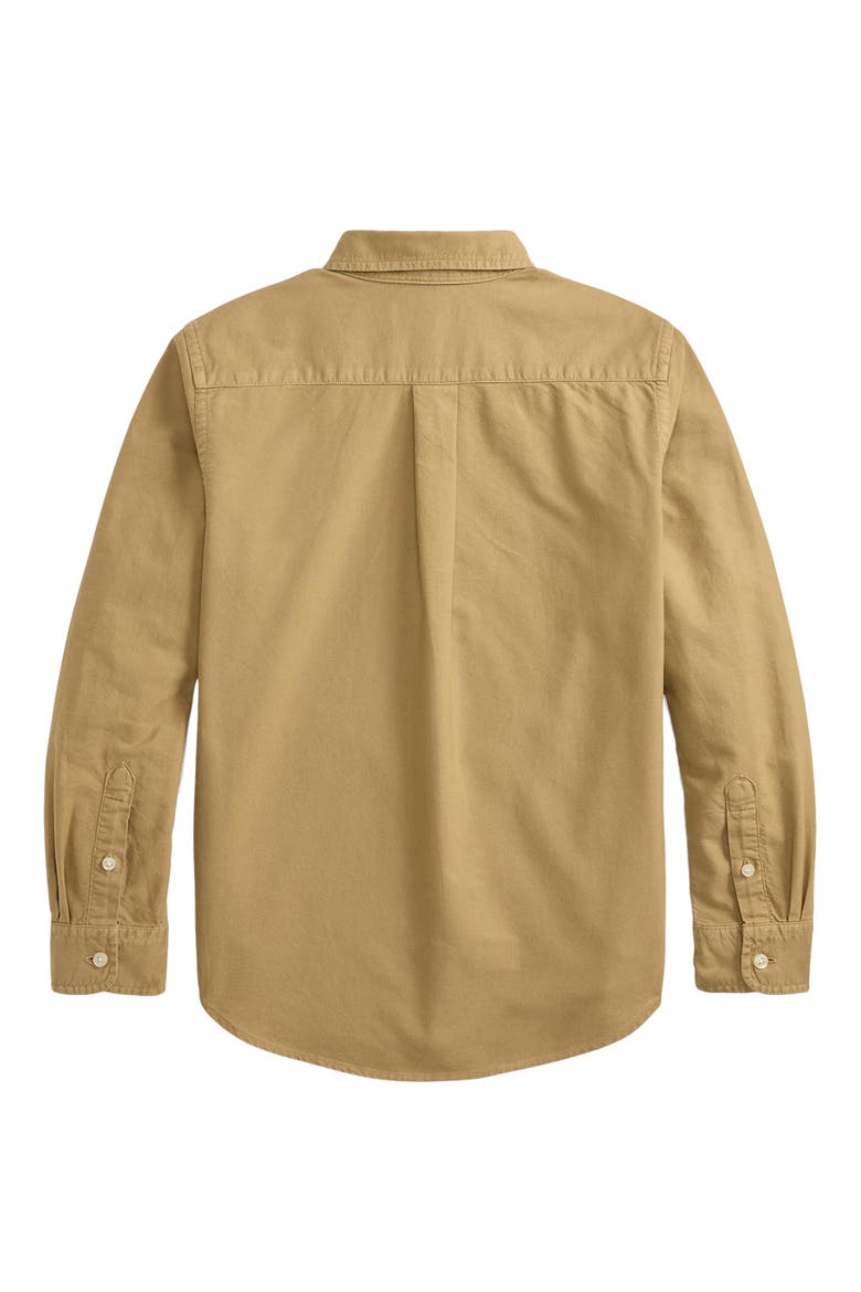 Kids' Long Sleeve Garment Dyed Oxford Shirt, Alternate, color, CAMEL