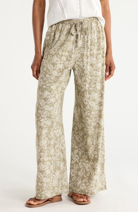 Summer Print Wide Leg Pants