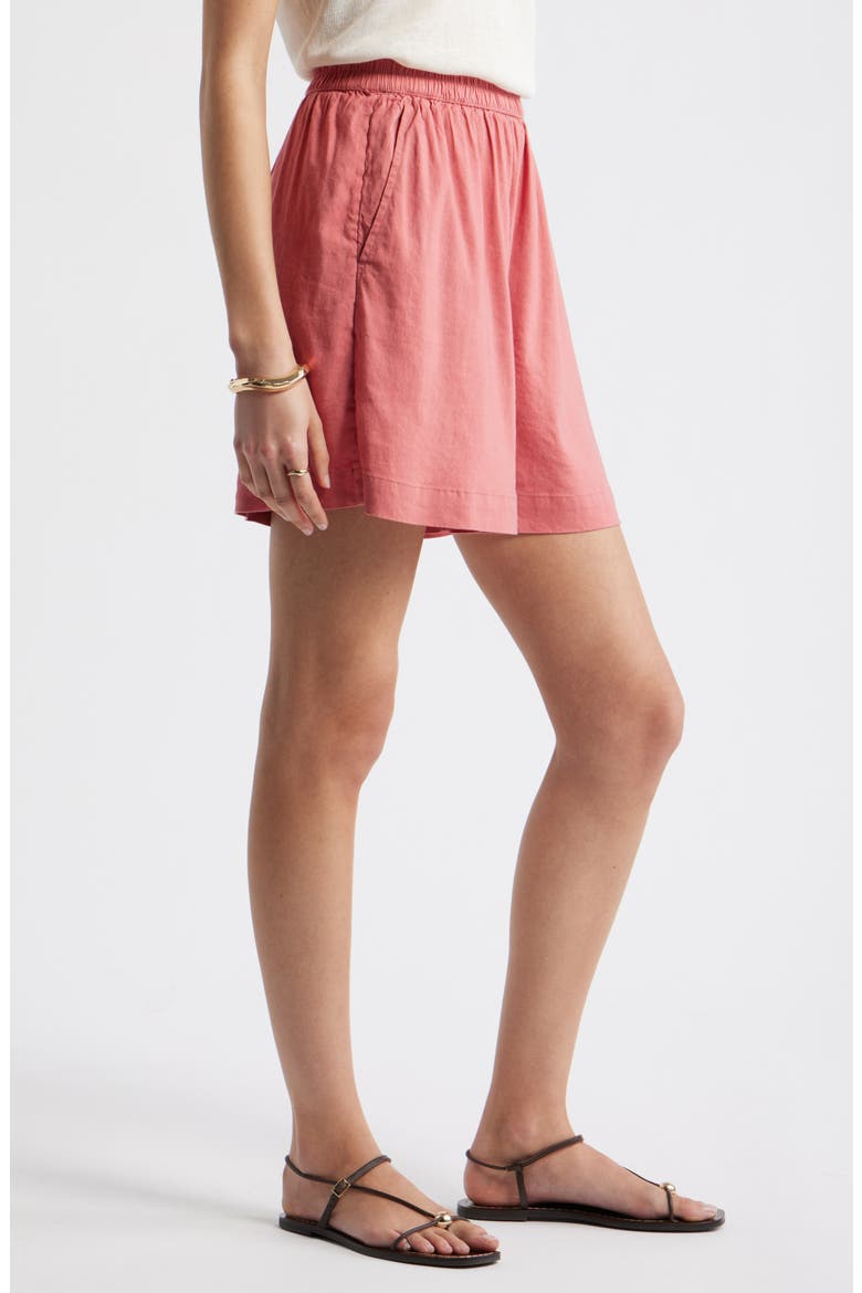 Pull-On Linen Blend Shorts, Alternate, color, PINK CLAY