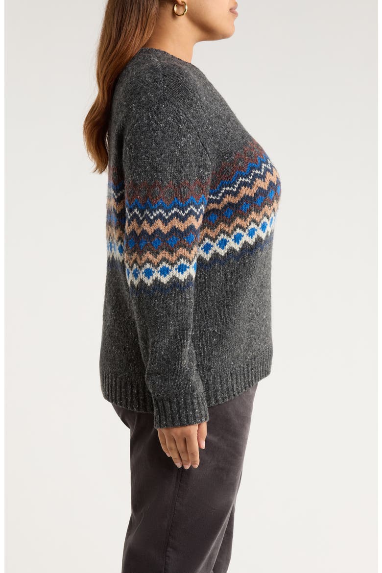 Golden Light Fair Isle Merino Wool Blend Crewneck Sweater, Alternate, color, SONATA COAL JETTY MIX