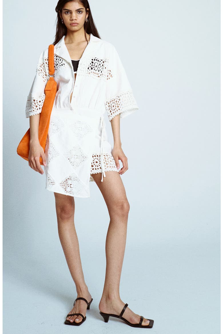 Open Stitch Wrap Dress, Main, color, WHITE