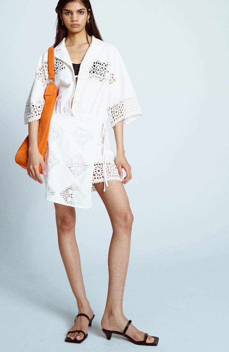 Topshop Open Stitch Wrap Dress, Main, color, White