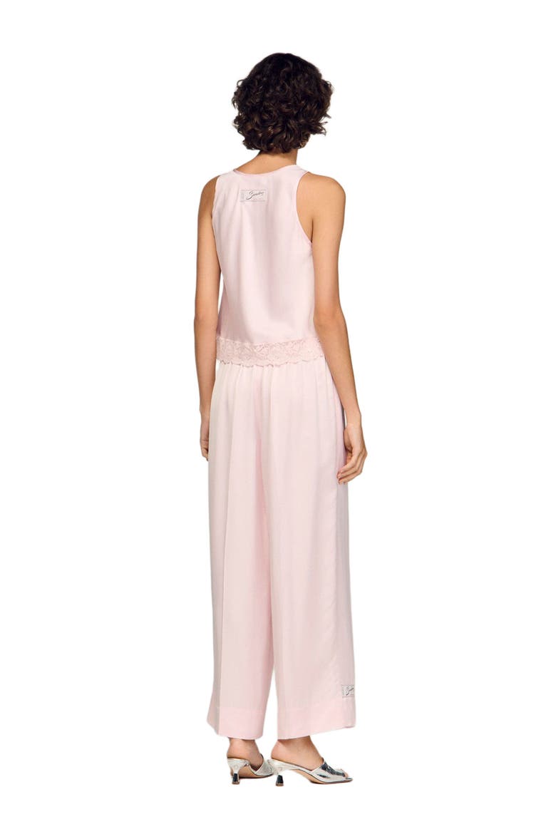 Satin top with lace, Alternate, color, Light pink