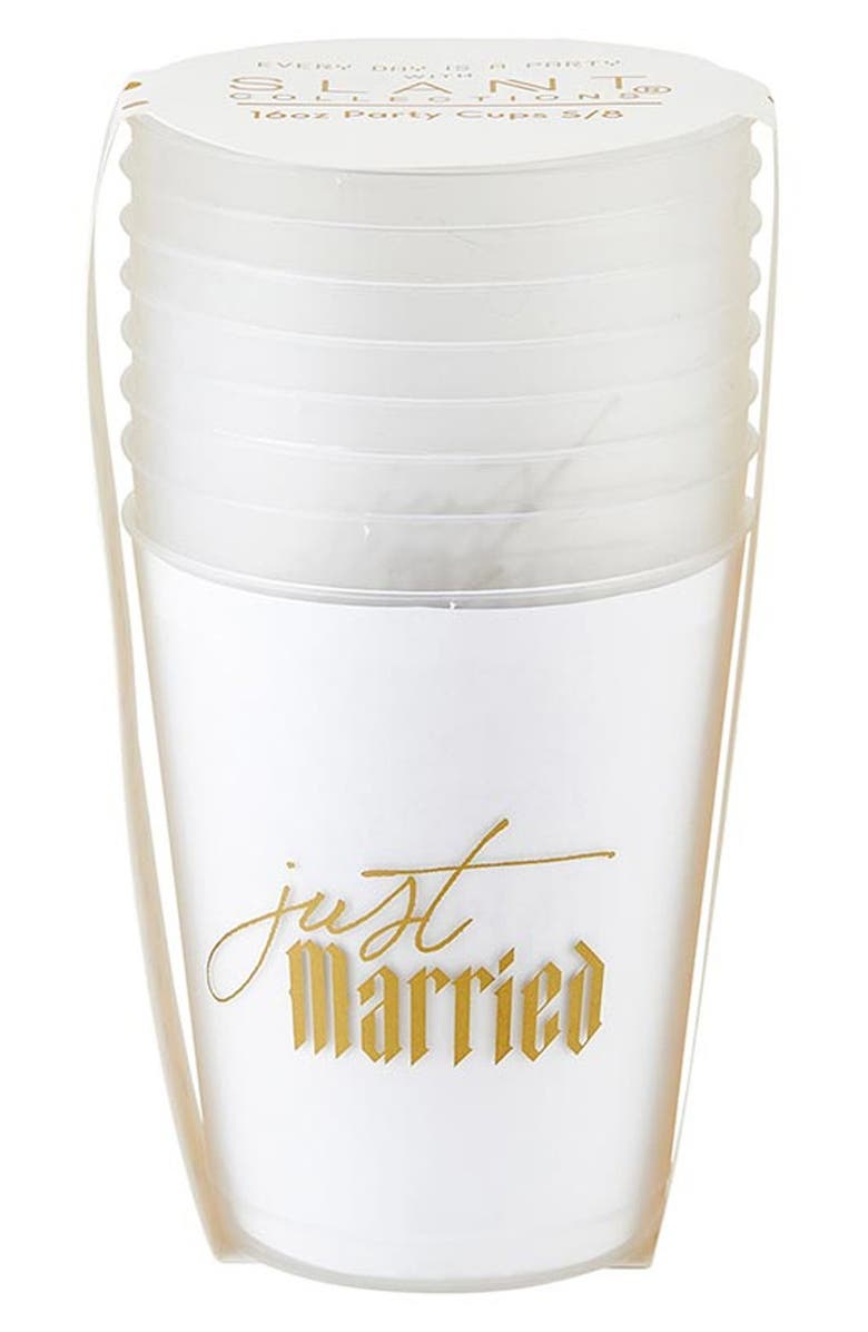 CREATIVE BRANDS Just Married 8-Pack Party Cups, Alternate, color, White