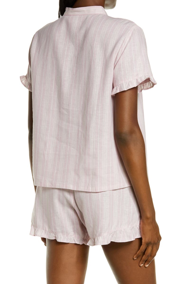 Nordstrom Romantic Stripe Linen Blend Short Pajamas, Alternate, color, Purple Fragrant Linen Stripe