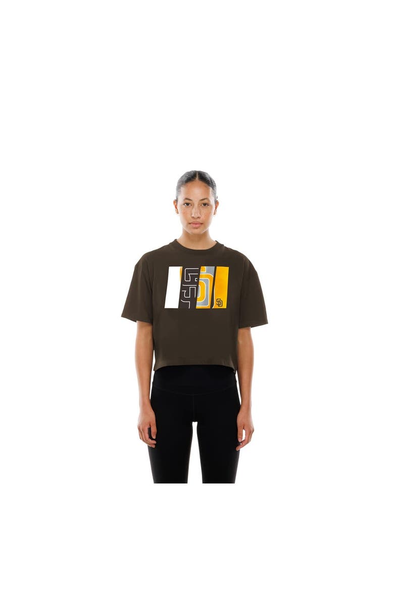 Women's New Era Brown San Diego Padres Boxy Foil Logo T-Shirt, Alternate, color, Brown