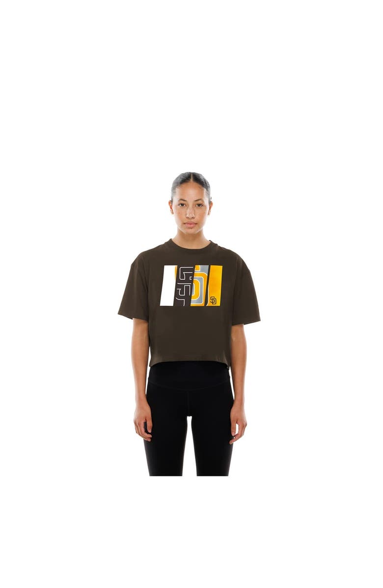 New Era Women's New Era Brown San Diego Padres Boxy Foil Logo T-Shirt, Alternate, color, Brown
