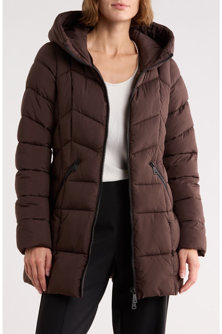 Hooded Water Resistant Puffer Jacket, Alternate, color, MOLE