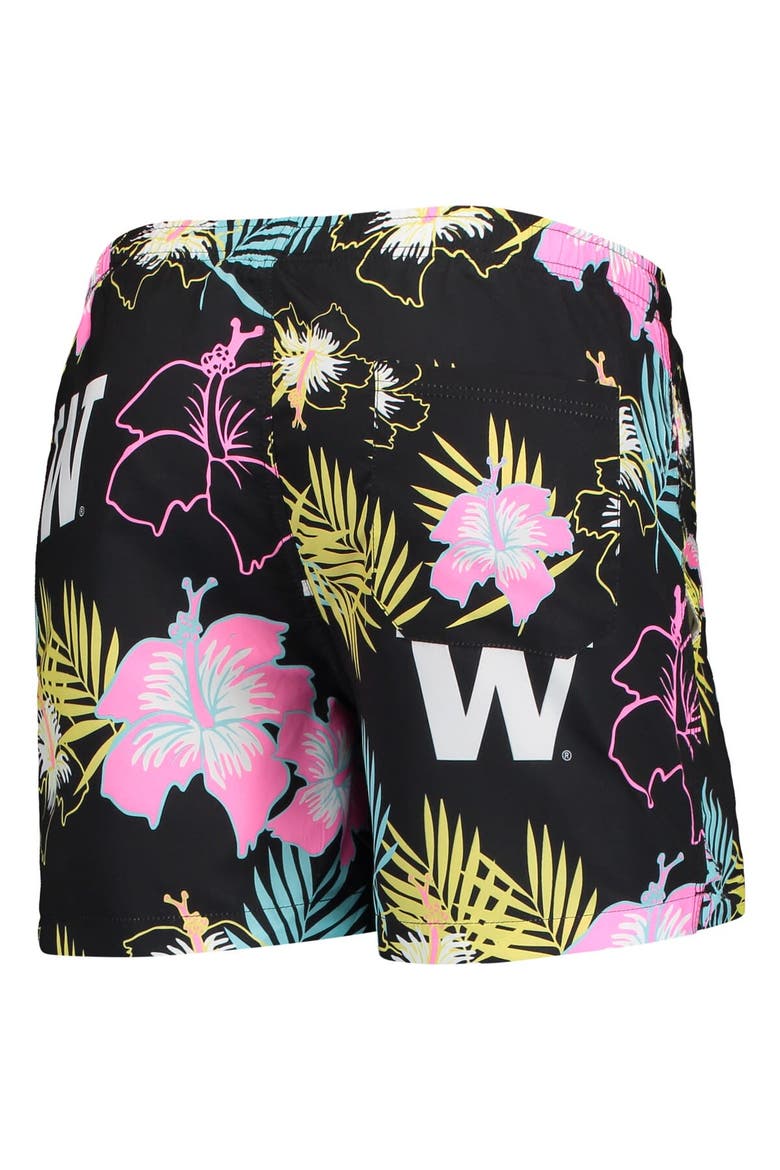 Men's FOCO Black Washington Huskies Neon Floral Swim Trunks, Alternate, color, Black