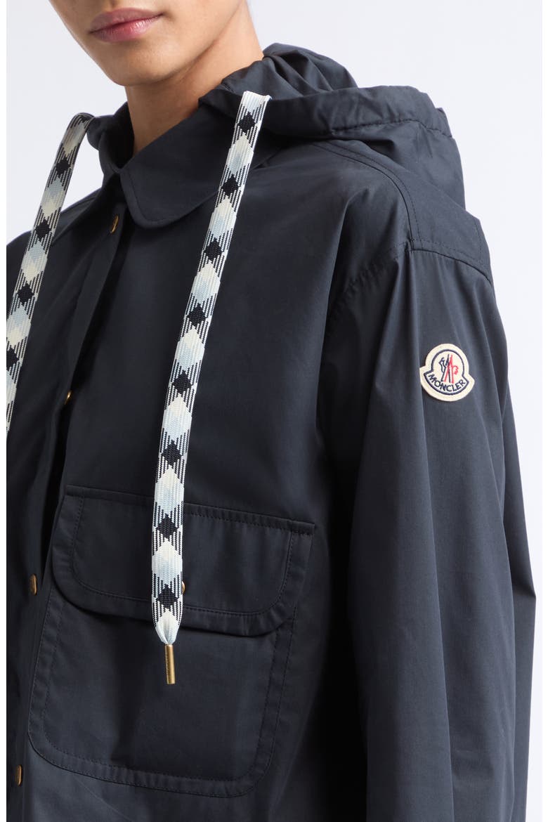 Hooded Cotton & Nylon Shirt Jacket, Alternate, color, BLUE