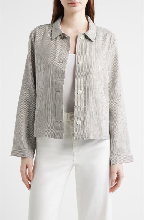 Linen Blend A-Line Jacket (Plus)