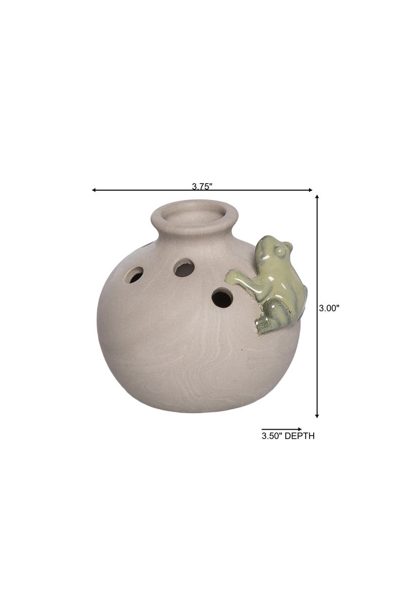 Transpac Ceramic Vase with Frog Small Multicolored for Floral Display and Home Decor, Alternate, color, Multicolored