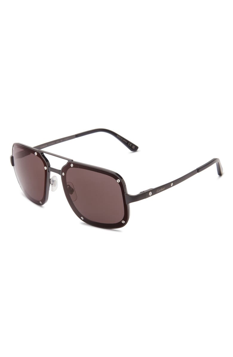Cartier 58mm Navigator Sunglasses, Alternate, color, Black