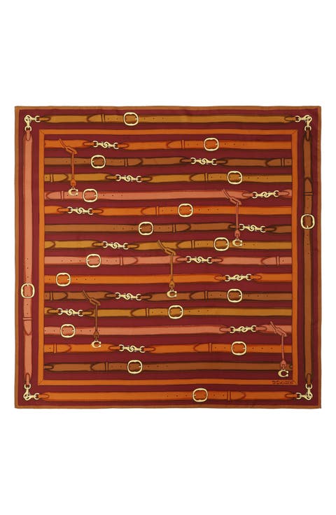 Multi Belt Print Silk Square Scarf