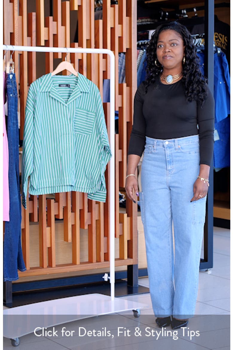 Stachee '70s Stripe Cotton Broadcloth Popover Shirt video