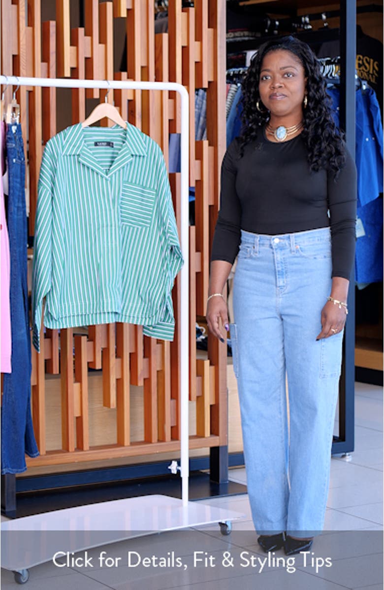 Stachee '70s Stripe Cotton Broadcloth Popover Shirt, sales video thumbnail