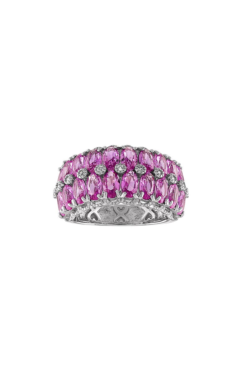 FZN Sterling Silver Lab-Created Pink Sapphire Triple Row Ring, Main, color,