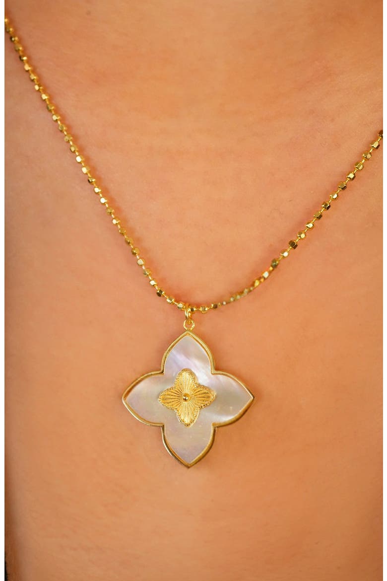 Ball Chain Clover Pendant Necklace, Alternate, color, GOLD