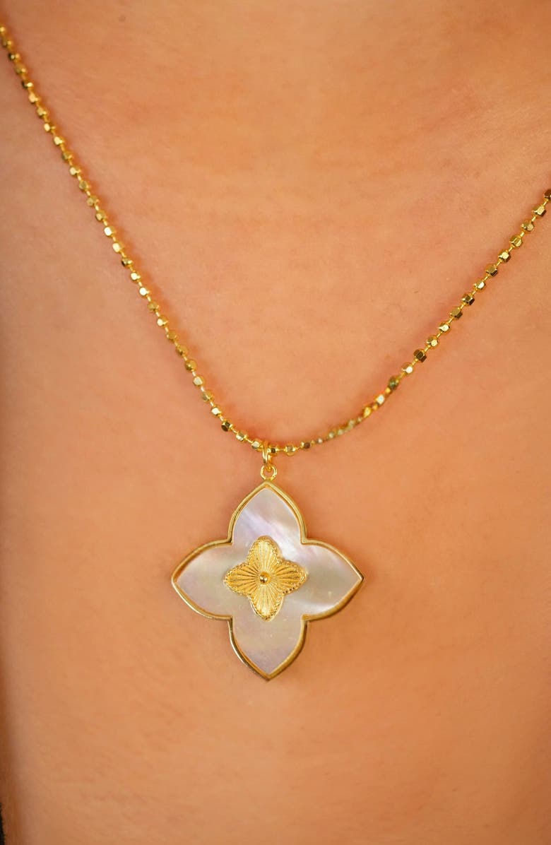 Argento Vivo Sterling Silver Ball Chain Clover Pendant Necklace, Alternate, color, Gold