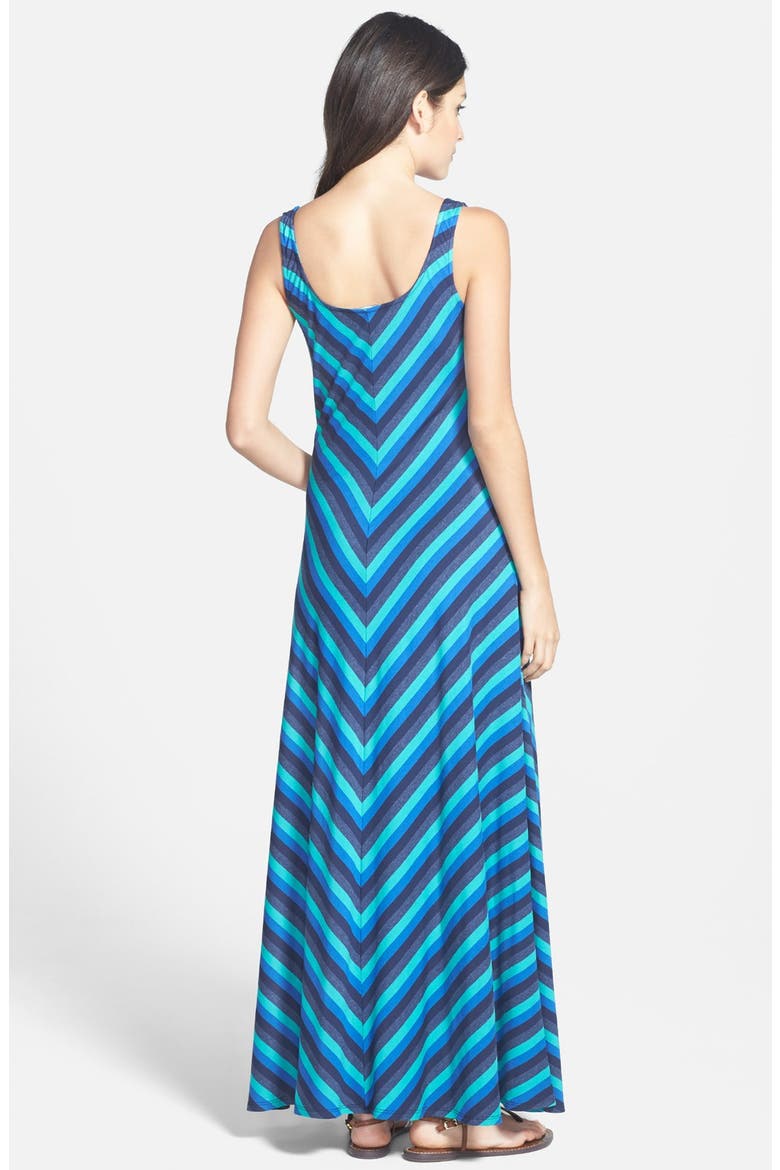 Matty M Jersey Maxi Dress, Alternate, color, TEAL STRIPE