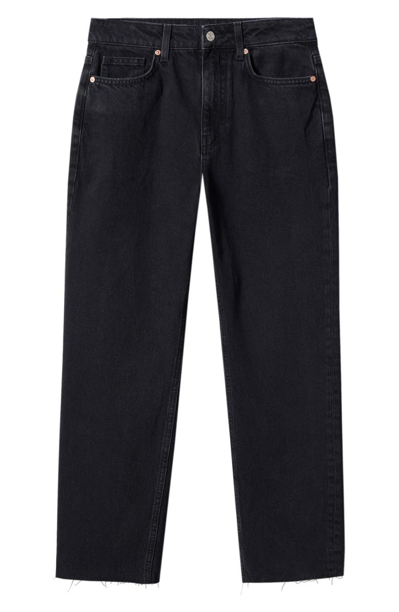 MANGO Raw Hem High Waist Straight Leg Jeans, Alternate, color,