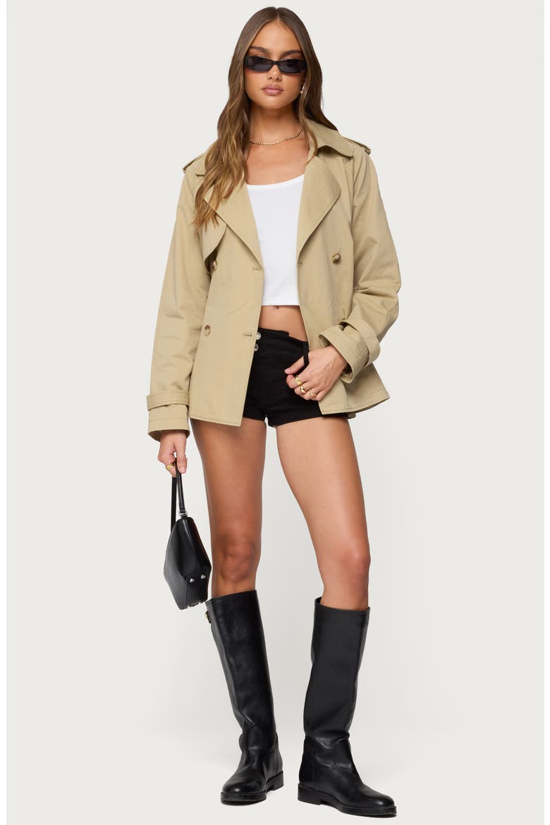 Tobie Short Trench Coat, Alternate, color, BEIGE