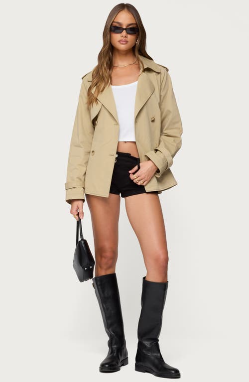 Edikted Tobie Short Trench Coat In Brown