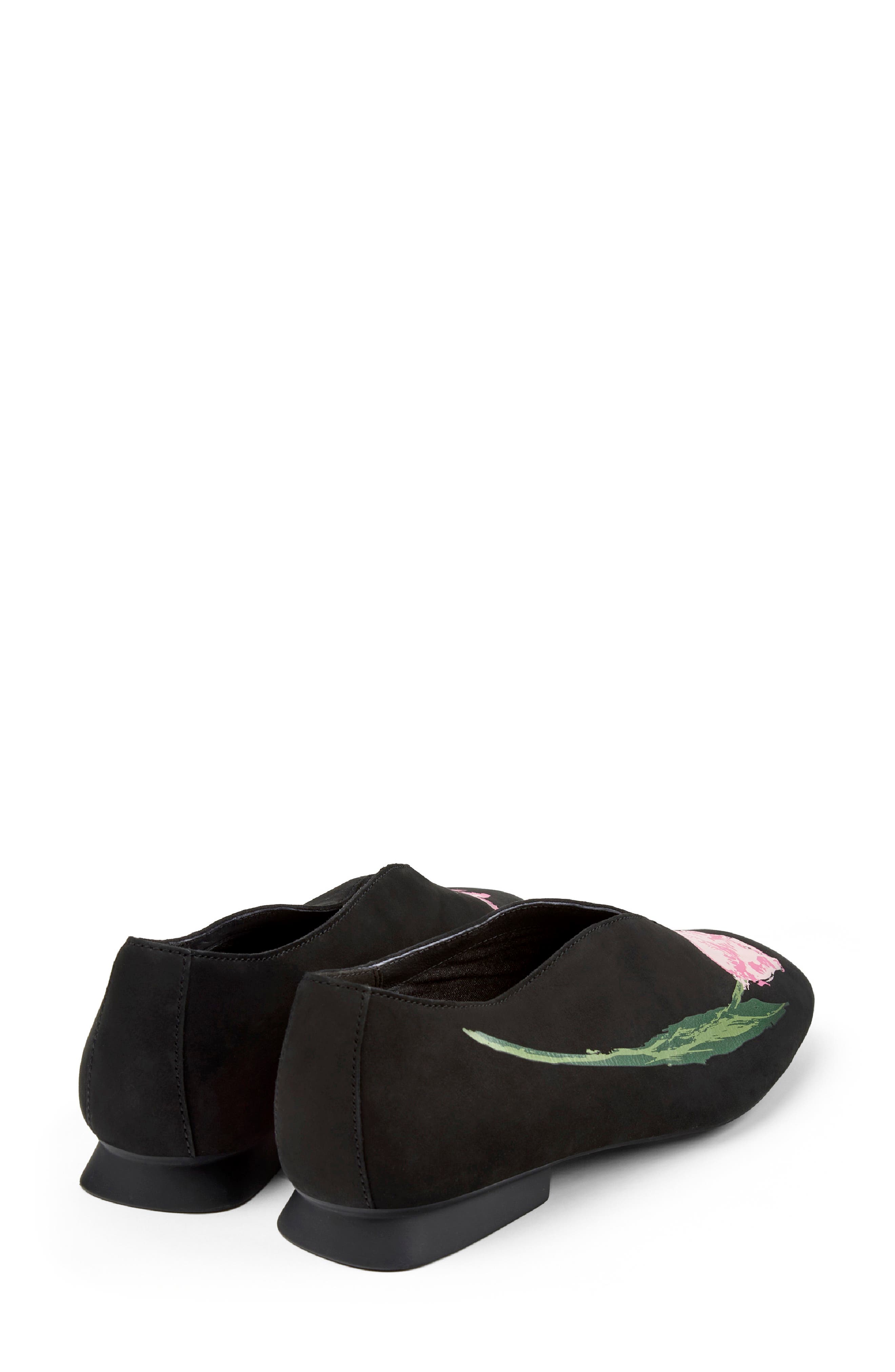 Casi Myra Twins Floral Ballerina Flat, Alternate, color, BLACK