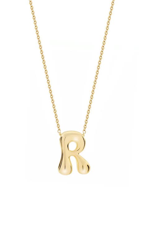 Puffed Initial Pendant Necklace