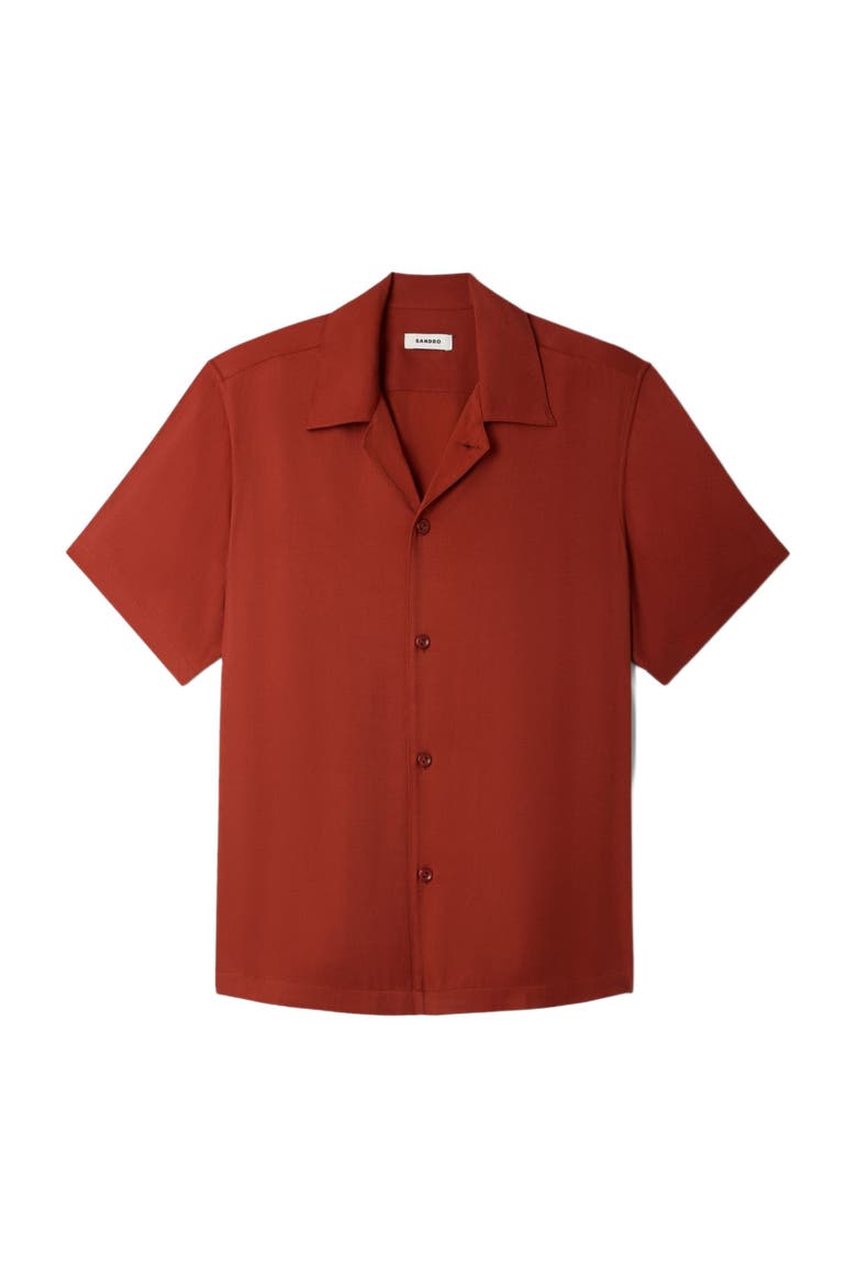 Loose-fit shark collar shirt, Alternate, color, Terracotta