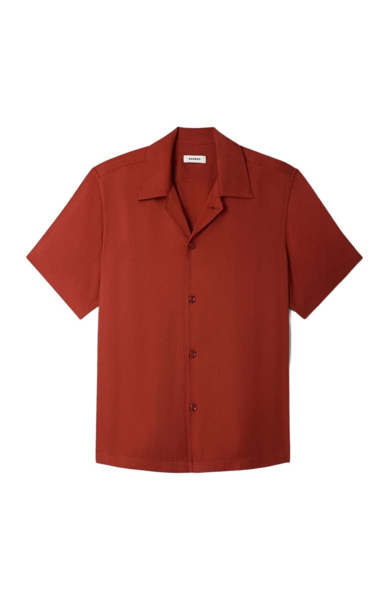 SANDRO Loose-fit shark collar shirt, Alternate, color, Terracotta