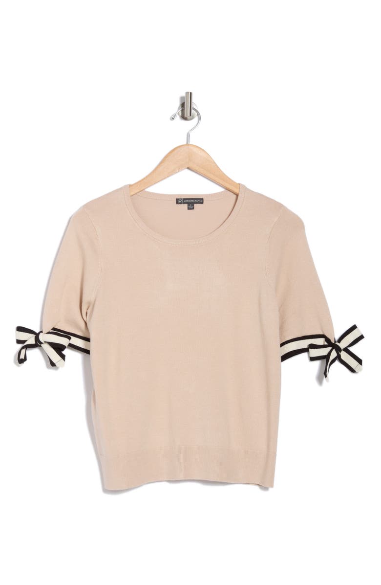 Adrianna Papell Bow Tie Short Sleeve Sweater, Alternate, color, 