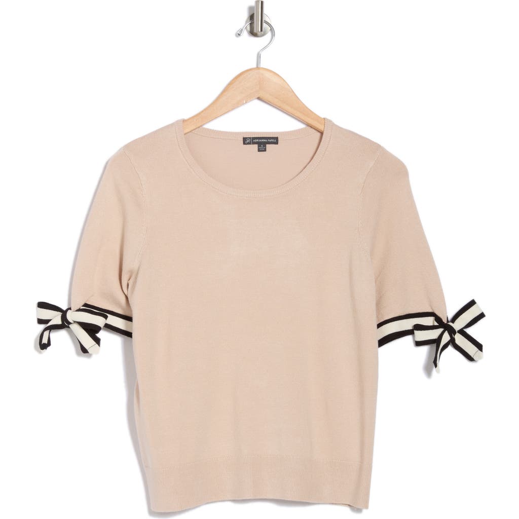 ADRIANNA PAPELL ADRIANNA PAPELL BOW TIE SHORT SLEEVE SWEATER