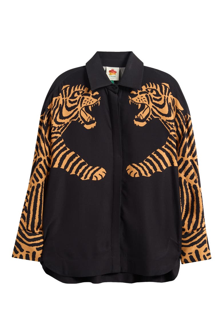 Tiger Button-Up Shirt, Alternate, color, BLACK