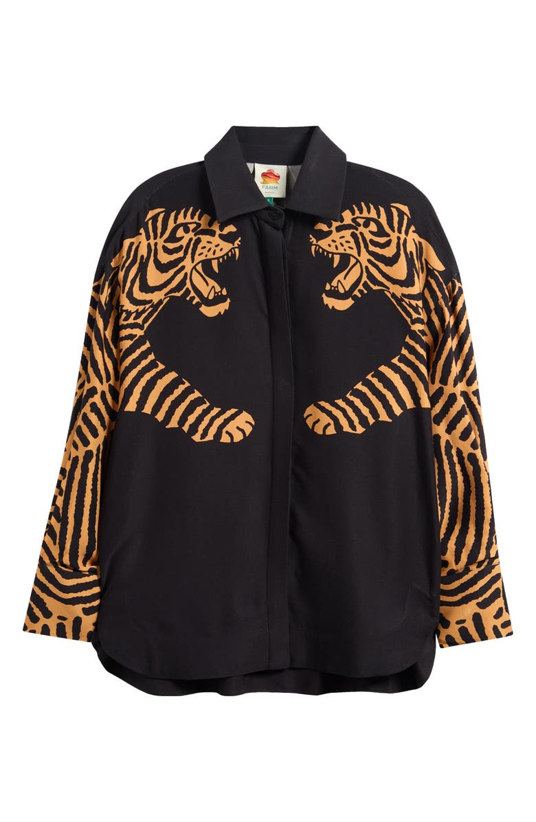 FARM Rio Tiger Button-Up Shirt, Main, color, Black