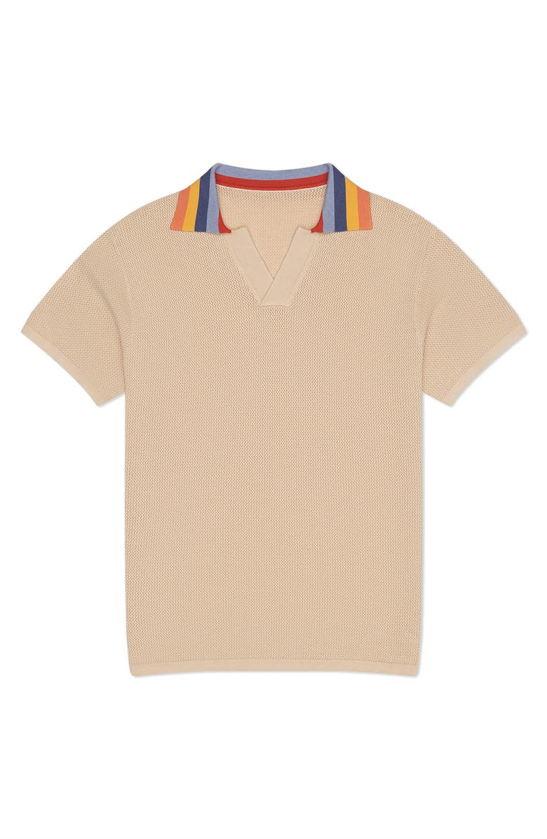 MAVRANS Stripe Accent Johnny Collar Polo Sweater, Main, color, 